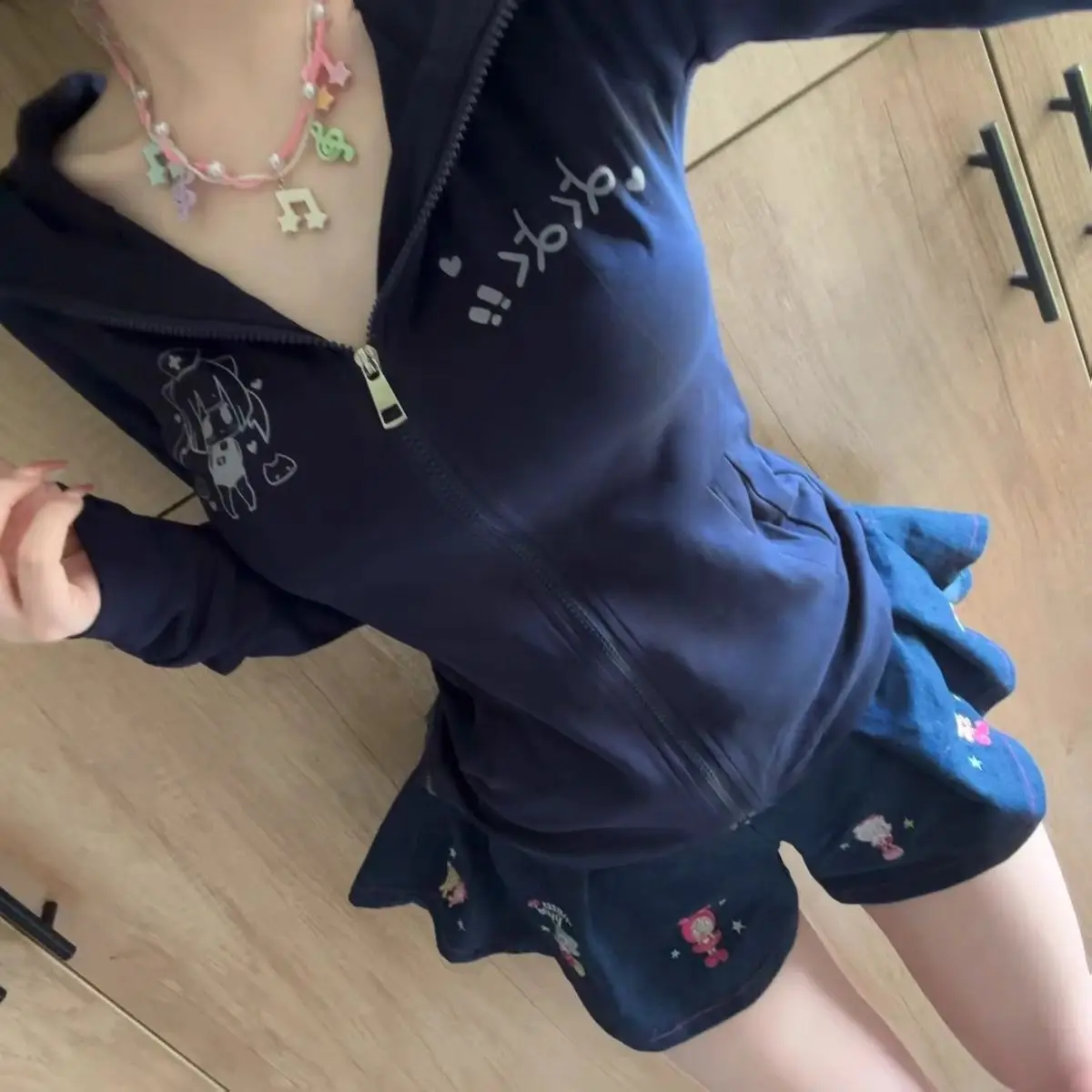 Hoodies Zip Up Hooded Women Clothing Slim Oversized Tops Punk Sexy Casual Korea Sweatshirt Gothic Kawaii Sweet Girl Coat Y2k Top