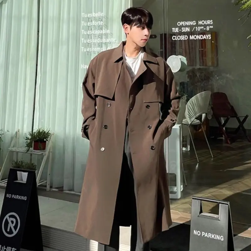 

Trench Denim Coat Mens Capote Cashmere Alpaca Style Soft Fluffy Warm Winter Thermal Protection Luxury Fabric Exquisite Quality