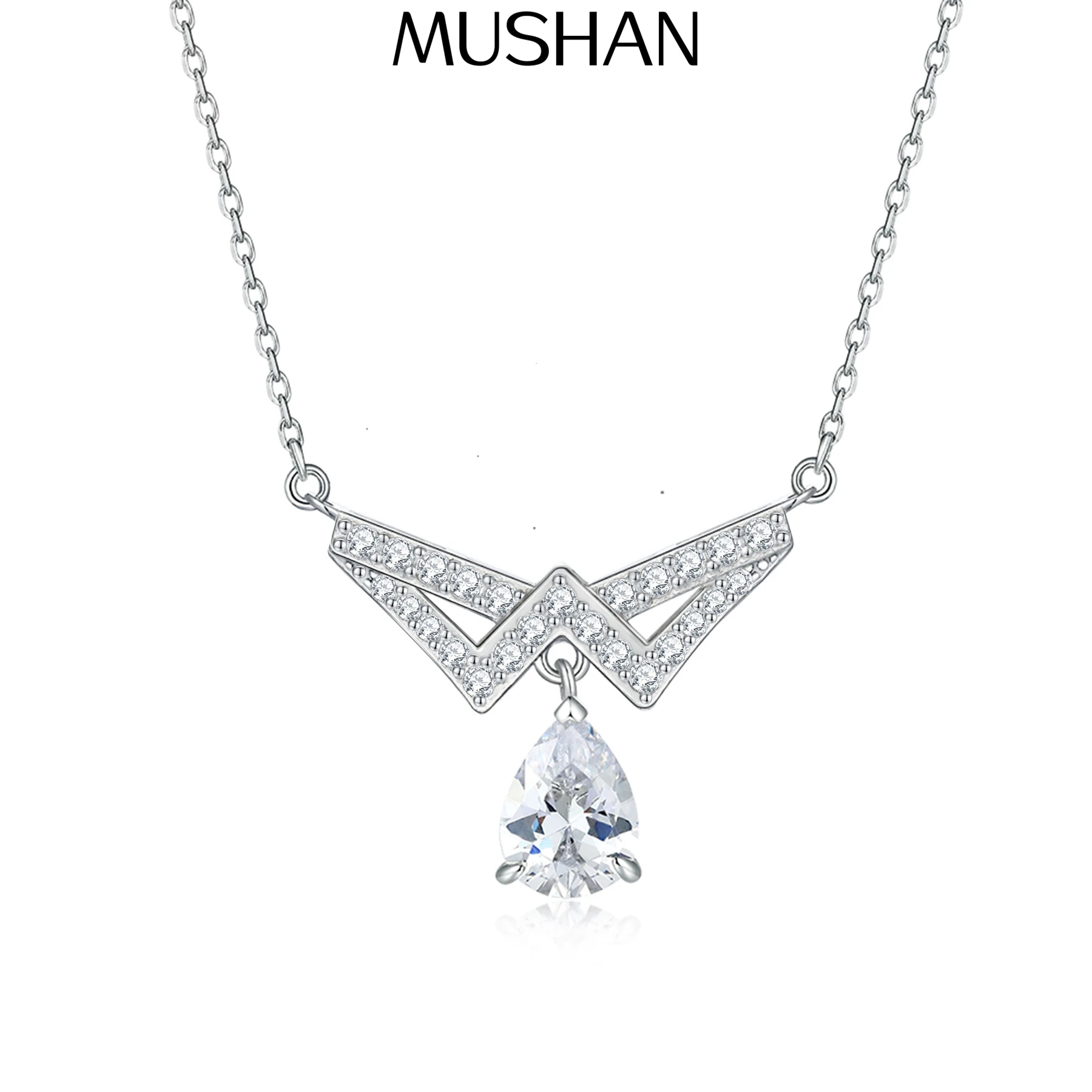 

MuShan Brand Jewelry 925 Sterling Silver Necklace Zircon 7A Cross Date Night Ladies Real Gold Plated Premium Jewelry Pendant