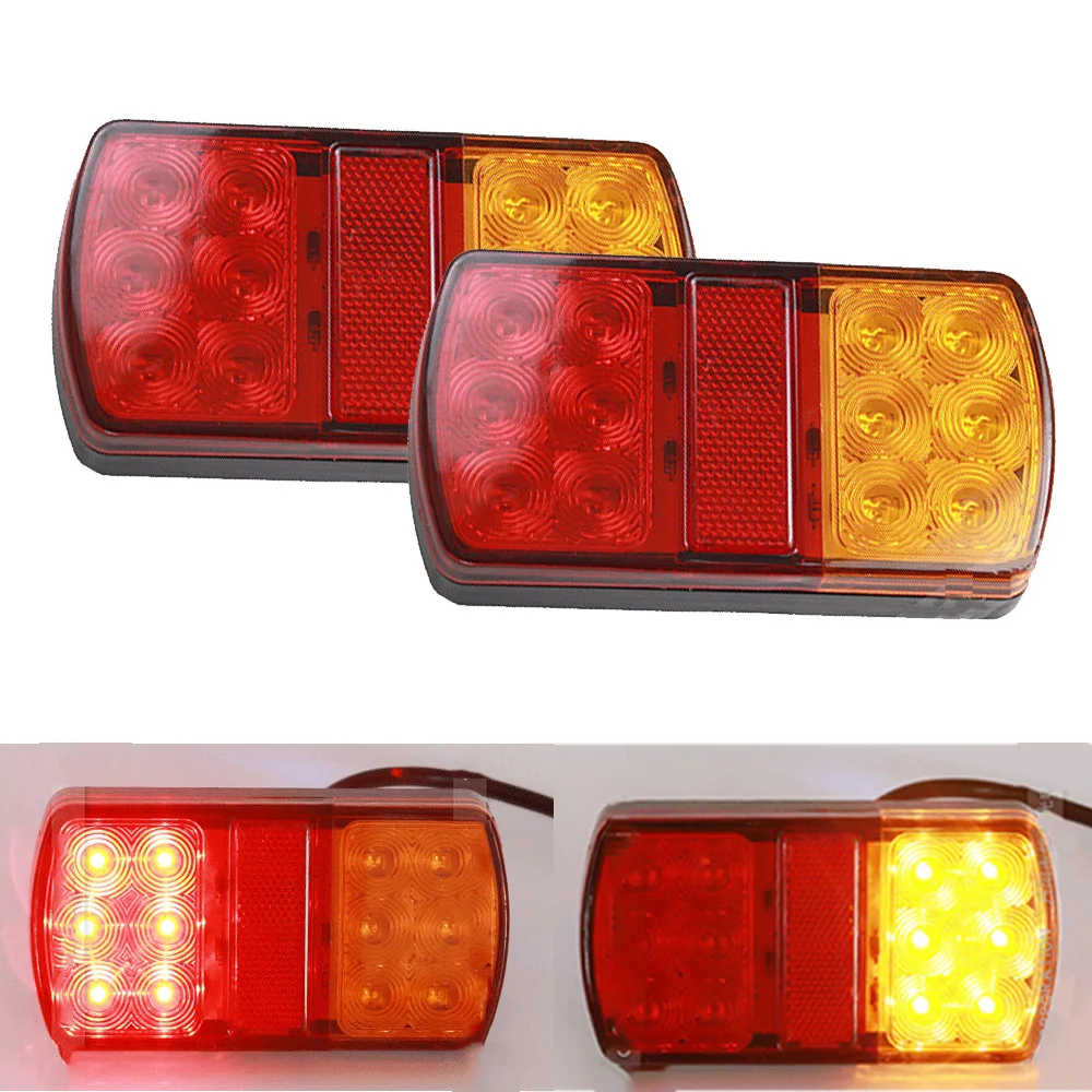 2Pcs 24LED 24V Car Trailer Truck Rear Tail Lights Warning Lights Brake Stop Tail Turn Indicator LED Lamps For Caravans Utes Boat