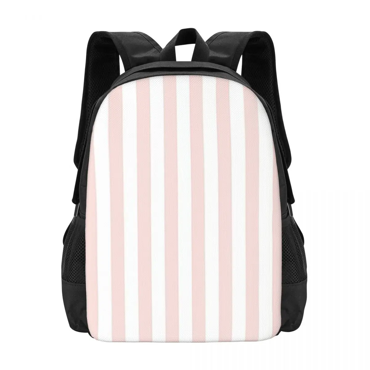 Small PALE PINK And WHITE Vertical STRIPES Backpack Hot Sale Daypack Children BookBag School Bag Shoulder Bags for Men Women