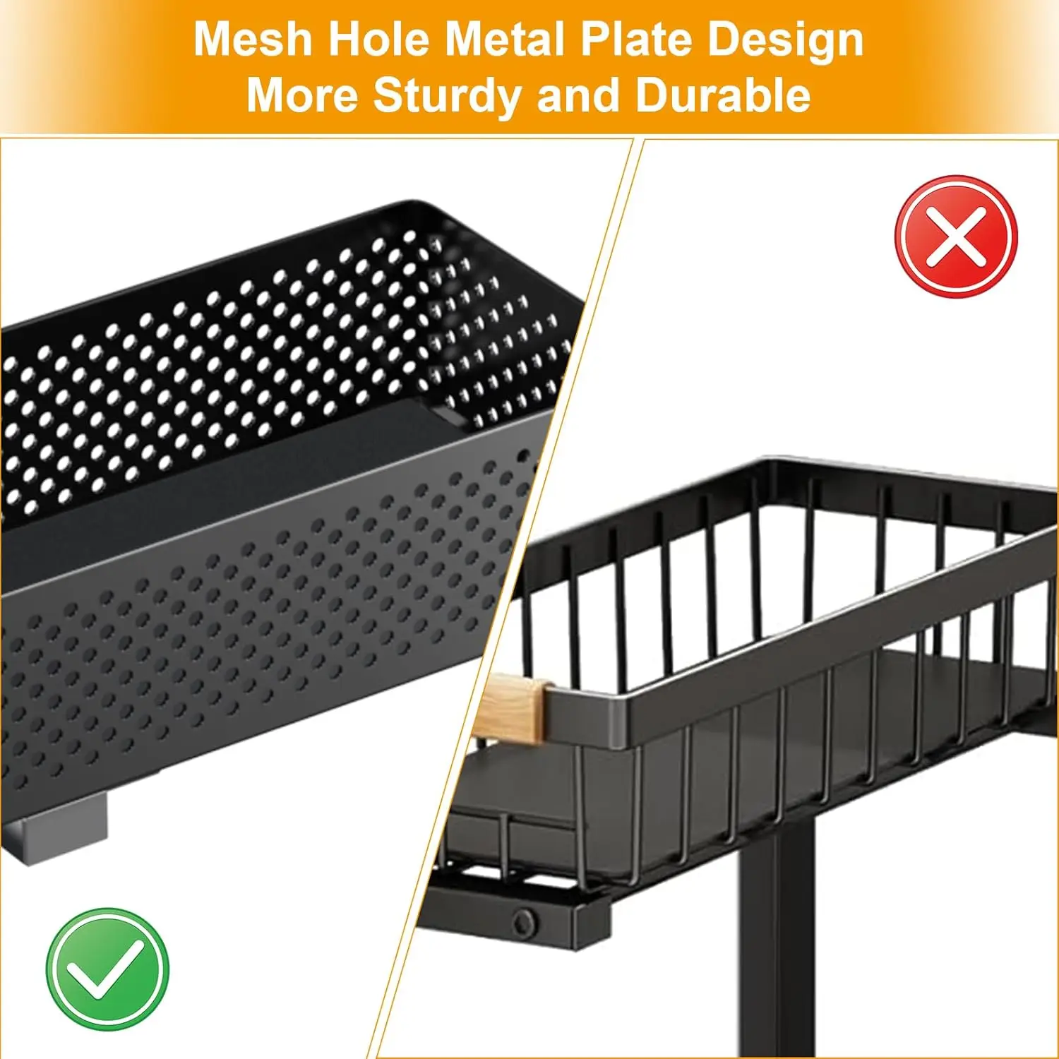 

Under Sink Organizers And Storage,2 Pack 5 Height Adjustable Kitchen Cabinet Organizer,2 Tiers Pull Out Drawer Shelves Metal