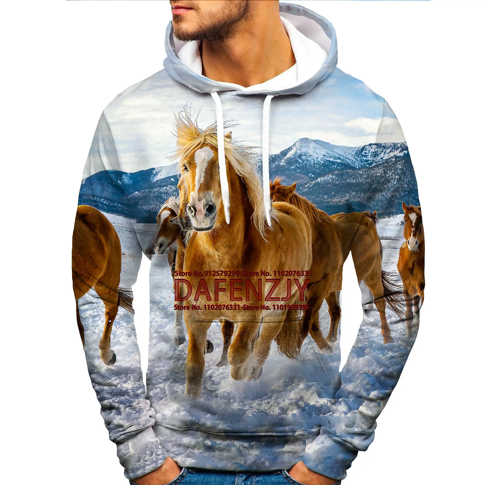 Men Women Hoodies Running Horse Sweatshirt 3D Print Animal Streetwear Harajuku Hip Hop Pullover