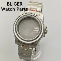 BLIGER 40mm Titanium Coated Watch Case With Solid Steel Sapphire Glass Fit NH34 NH35 NH36 ETA2824 PT5000 Automatic movement