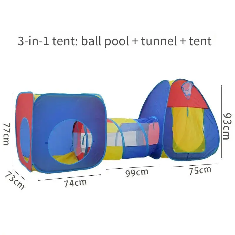 Kinderspielzelt 3in1 mit Tunnel-Ballbecken, Spielzeug für drinnen und draußen, robuster Polyester-Stahlrahmen für Kleinkinder, Jungen und Mädchen, Geschenkidee