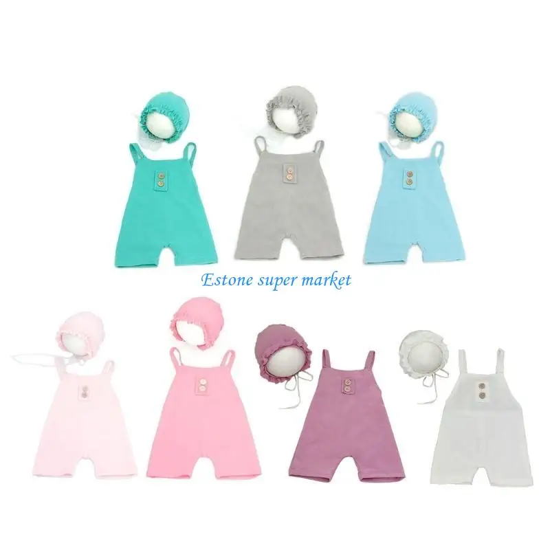 

090B Newborn Photography Props Set Baby Boy Picture Outfits Newborn Boy Overalls Hat