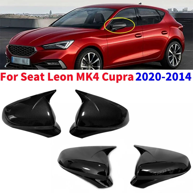 

2pcs Car Mirror Cover Side Door Mirror Cover Trim For Seat Leon MK4 Cupra 2020-2024