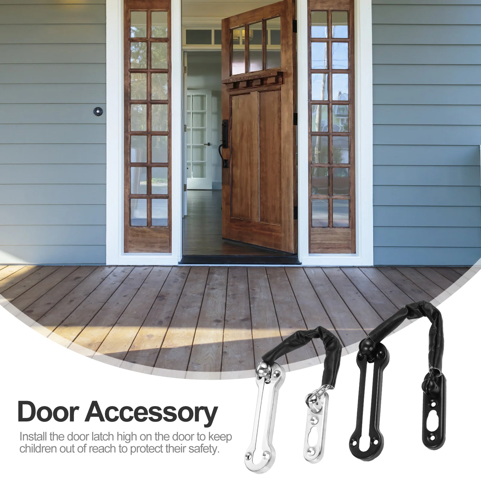 

2Pcs Door Accessory Anti-Theft Door Chain Latch Sturdy Lock High Installation Child Safety Protection Sturdy Latch Lock