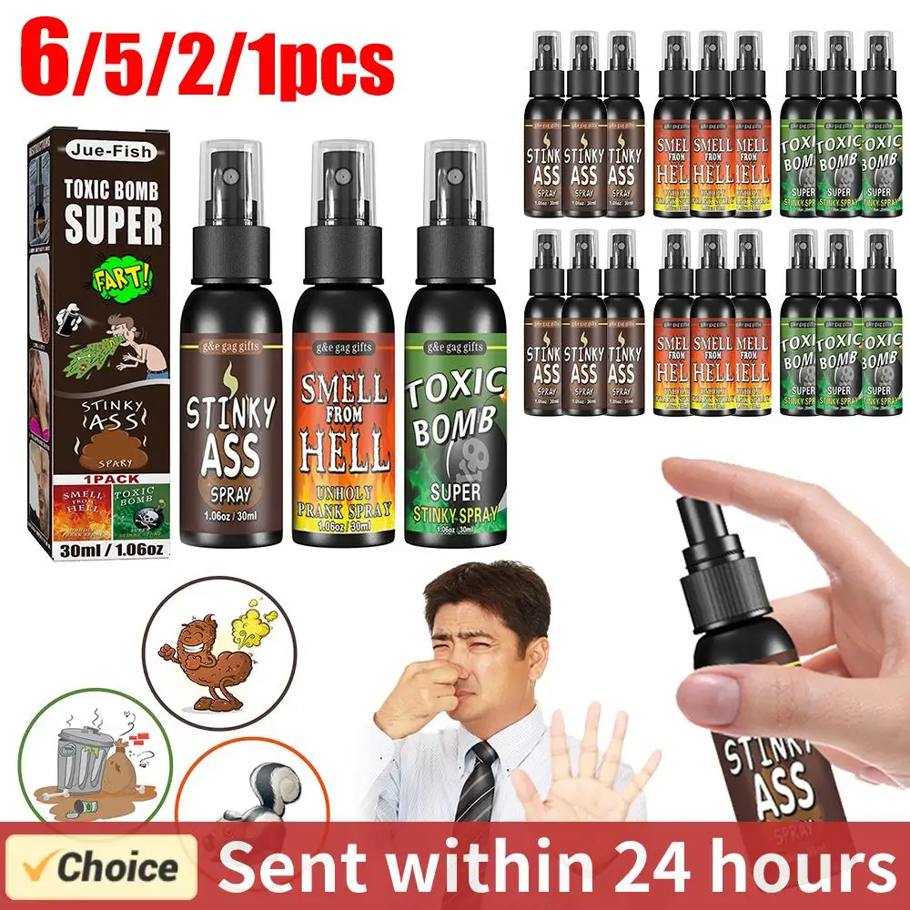 6 pièces-1 pièces 30ml accessoires d'halloween liquide pet Spray Non toxique piquant bombe cul-smelly Stinky gaz farce jouet blague fournitures de fête