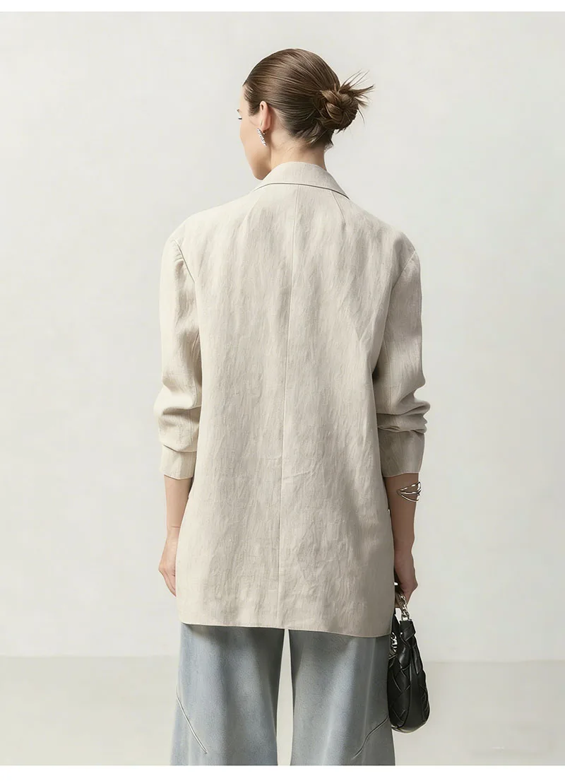Feng Baoyu 100% Linen Women's Suit - Luxurious Fashion Business Casual Coat - Spring/Autumn High-end Elegant Comfortable Top