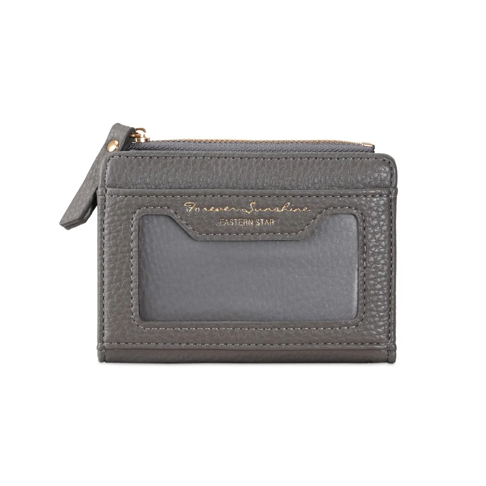 Fashion Multicolor Short Wallet Pu Leather Multi Card Position Card Bag Zipper Closure Compact Size Coin Purse for Students