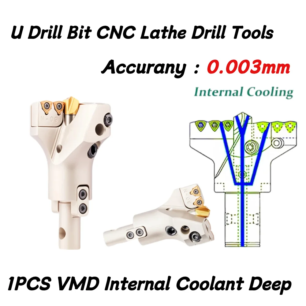 1PCS VMD Internal Coolant Deep Hole Drill Large Diameter 45-160mm U Drill Bit CNC Lathe Drill Tools with WCMX WCMT Inserts