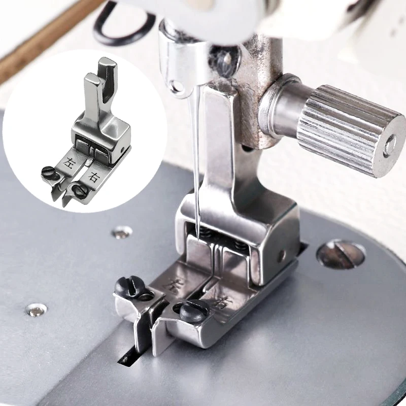 Adjustable edge guided presser foot accessory, suitable for industrial flat sewing machines