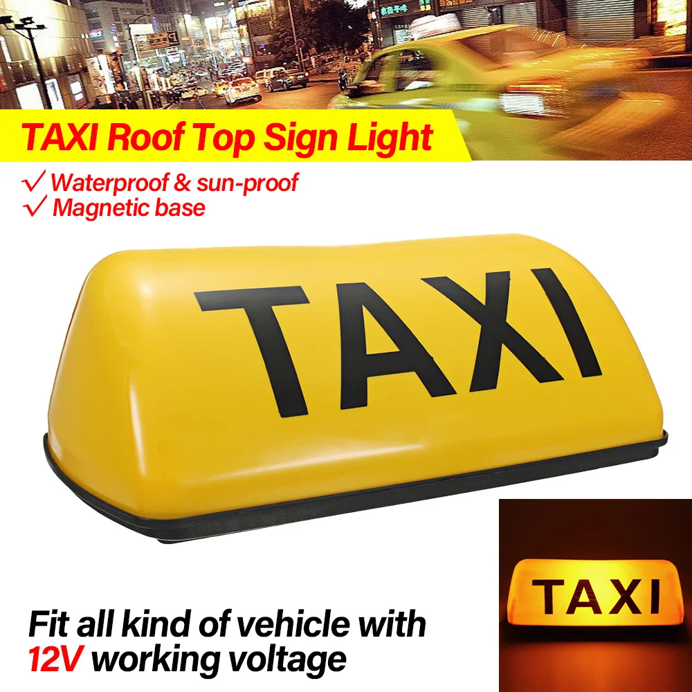 

12V LED Car Taxi Cab Indicator Top Sign Light Yellow Shell Dome Light With Magnet Base Waterproof Signal Lamps