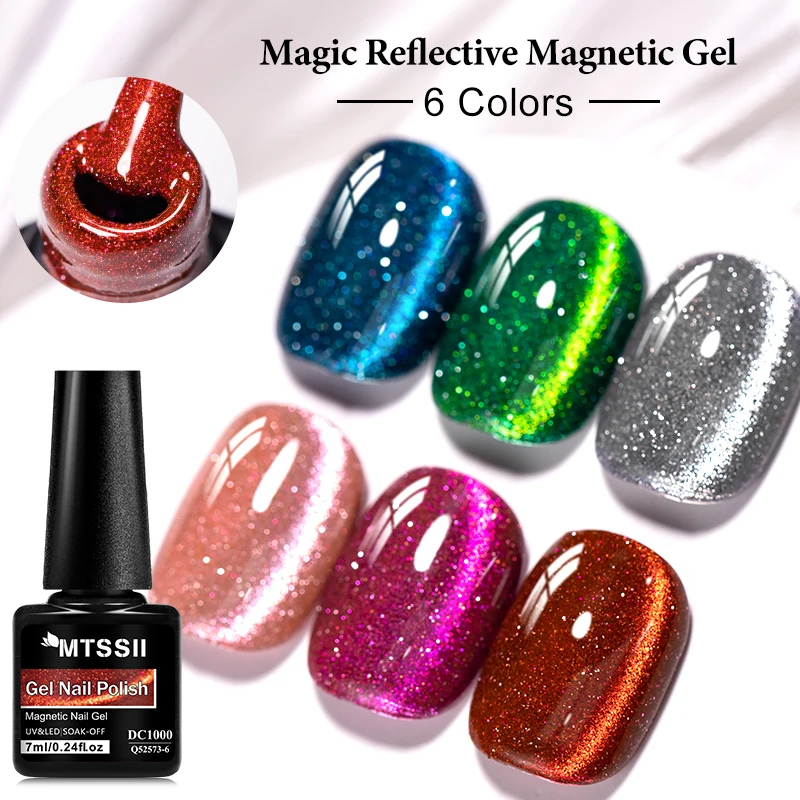 7ml Mtssii Magic Reflective Cat Magnetic Gel Sparkling Rainbow Color Gel Nail Polish Varnish Semi Permanent Art UV/LED Gel