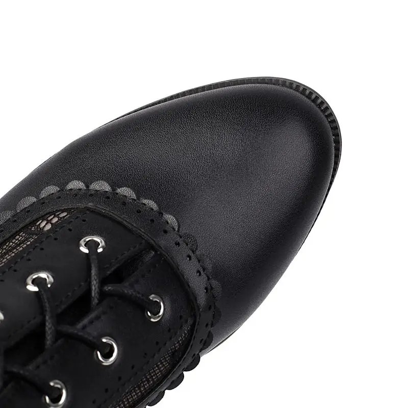 ASILETO Design Women Summer Mid Calf Boots Round Toe Block Heels 5cm Lace Up Breathable Mesh Plus Size 46 47 48 Dating Booties