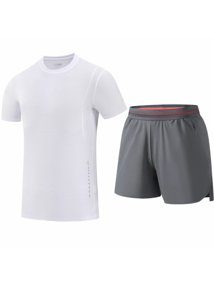 Ice Silk Sports Set for Men Summer New Loose Short Sleeve T-Shirt And Shorts Two-Piece Casual Sportswear Youth Five-Pocket Pants view 5