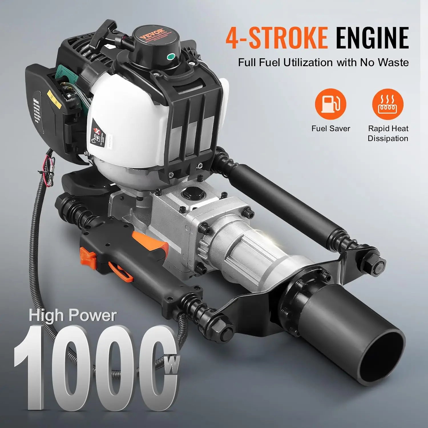 37.77cc Gas-Powered T Post Driver, 4-Stroke Engine Fence Piling Pounder, with 2 Post Driving Head(55/70, Customized