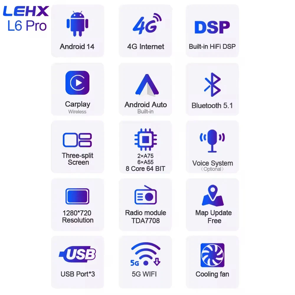 LEHX L7 Plus 7/9/10'' 2Din Android 14 Carplay autoRadio Car Radio Multimedia Stereo  For toyota Hyundai Kia Volkswagen Jeep Fiat