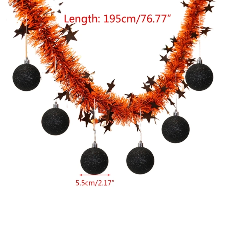 Lễ hội vòng hoa Tinsel trong bữa tiệc Halloween Vòng xoắn kim loại màu đen và màu