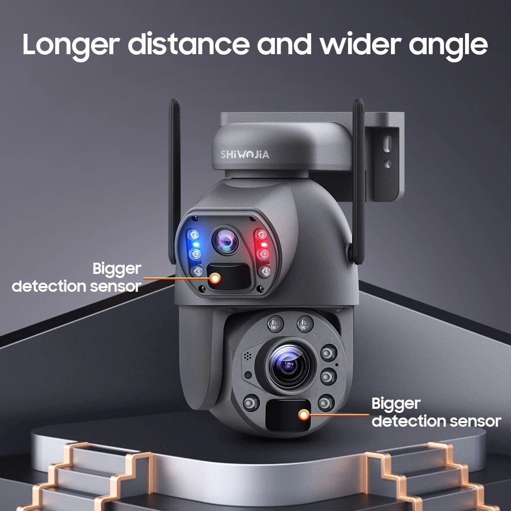 SHIWOJIA 4G Solar Camera 3K 6MP 36X Zoom Dual Lens Humanoid Tracking Outdoor WIFI Camera Meta Quality Waterproof CCTV 12000mA