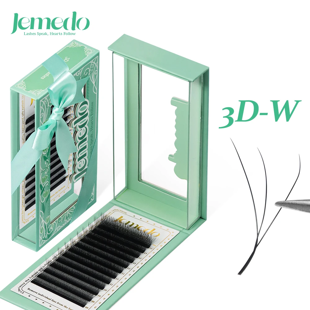 

JEMEDO 3D W-Shape Eyelash Extension C/D/M Curl Lashes Extension 0.07mm Natural Premade Volume Fans For Beauty Eyelashes Makeup