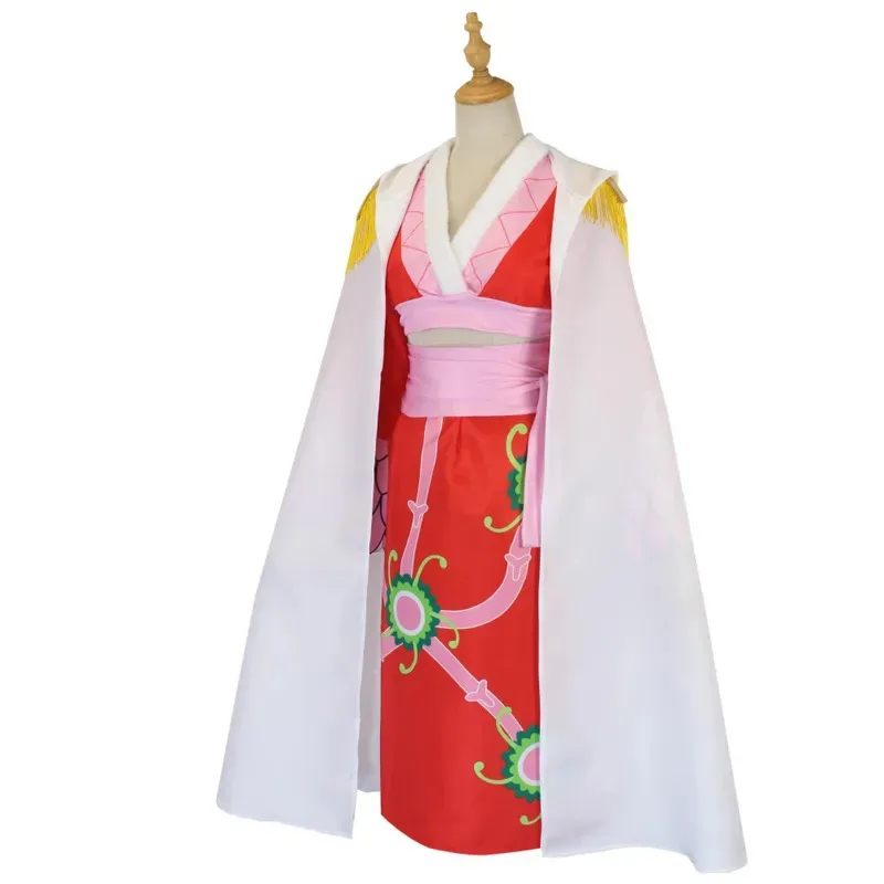 Anime Boa Hancock Cosplay Costumes Sexy Empire Red Kimono Dress Uniform Boa Hancock Earrings Halloween Costumes for Women