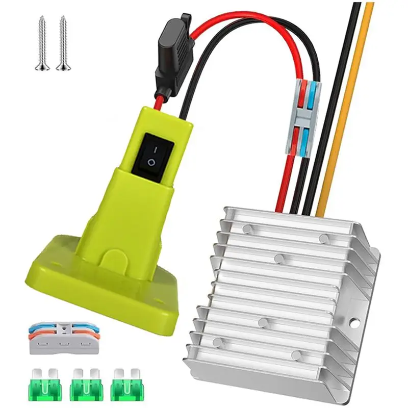 Exquisite-For Ryobi 18V Power Wheel Battery Adapter- DC 12V 20A 240W Step-Down Converter(18V To 12V) Buck Converter With Fuse