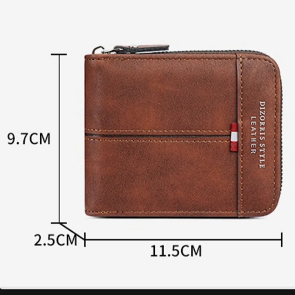 Portafogli corti da uomo Portamonete con cerniera in PU Portafogli da lavoro pieghevoli Pochette casual Fermasoldi Porta carte d'identità multi-carta regalo