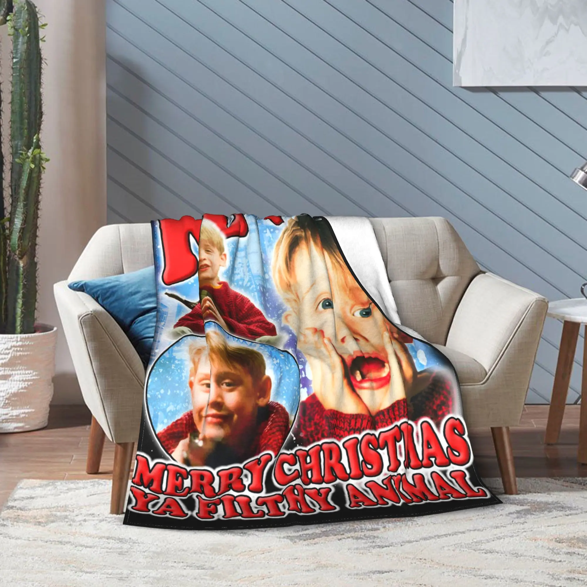 المنزل وحده فيلم كيفن ماكولاي بطانية الصوف الخريف/الشتاء فائقة النعومة رمي بطانية للفراش غرفة نوم الفراش يلقي #5