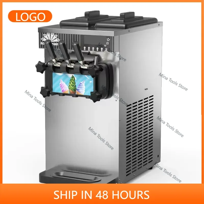 3-Flavor Portable Italian-Style Milk-Based Stainless Steel Soft-Serve Ice Cream Machine
