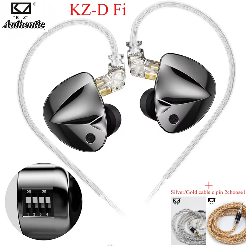 KZ D-Fi Kulak İçi İzleme HiFi Sahne Müzik Kulaklık 4 Seviyeli Özelleştirilebilir Ayar Anahtarı Kulaklık