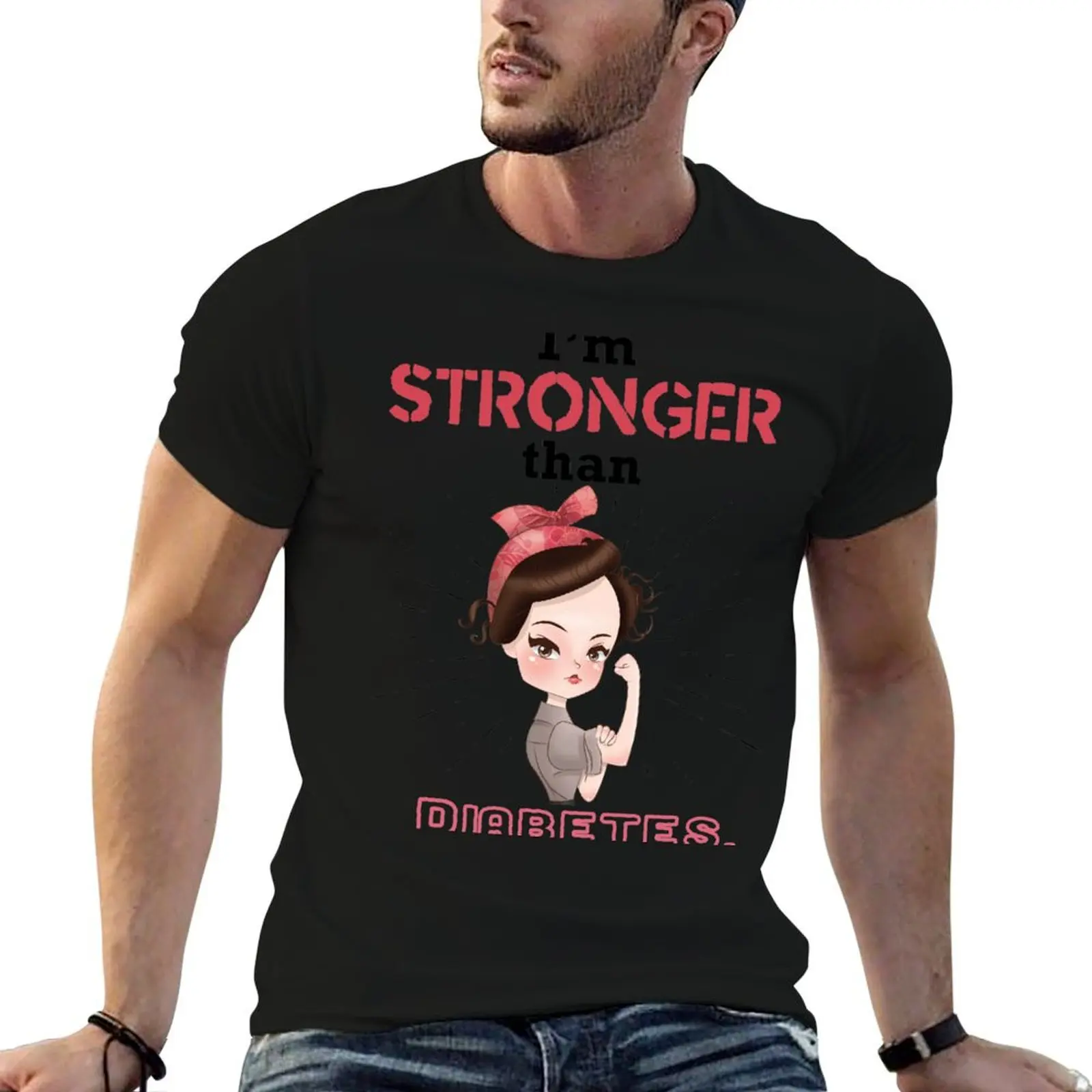 I'm stronger than diabetes - diabetics type 1 t1d awareness T-Shirt Outdoor Sports Short Sleeve Top