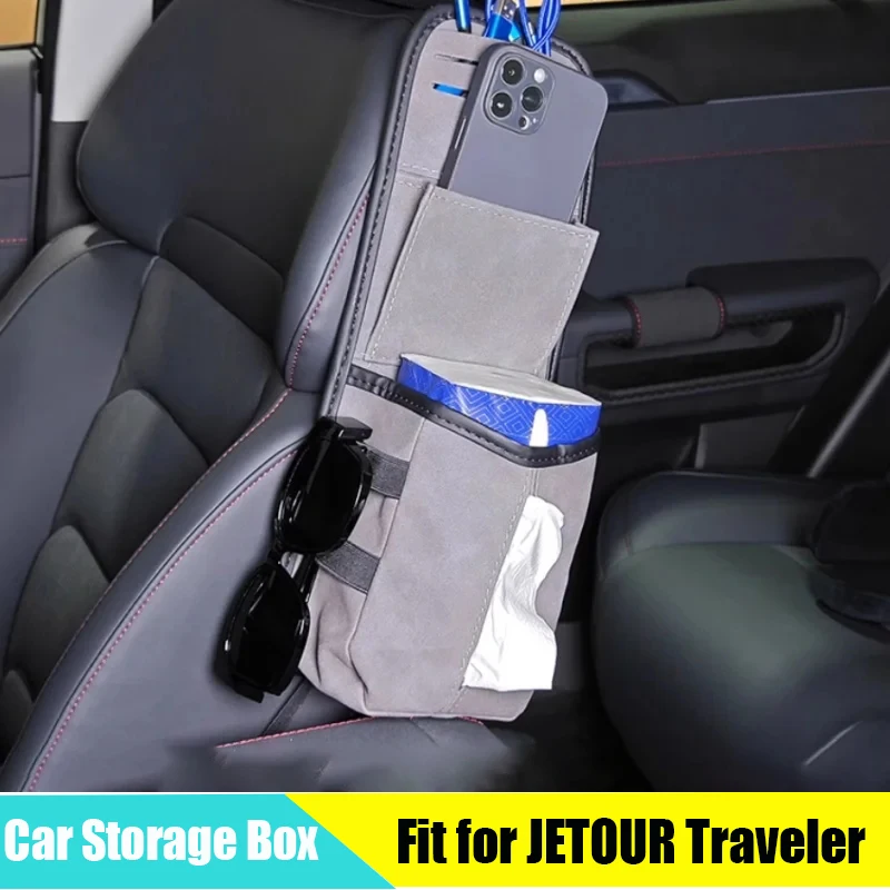 Car Storage Box Fit for Chery JETOUR Traveler T2 2023 Car Seat Turn Fur Side Storage Bag Box Tissue Bag Car Interior Trims Parts