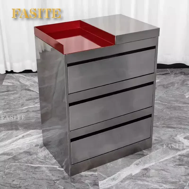 For Barber Shop Hair Stainless Steel Hairdressing Tool Cabinet Cutting Cart Storage Organizer Durable Mobile