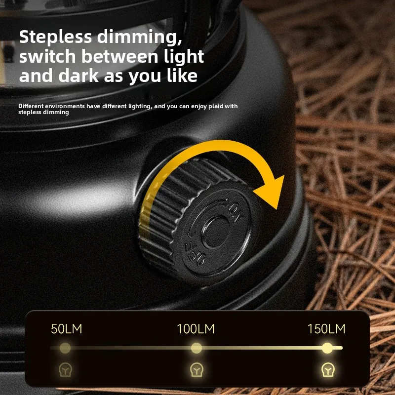 

Blackdog LED Camping Lantern, Handheld Infinite Dimming, Type-C Fast Charging,Hook for Home Hiking Fishing Night Walks