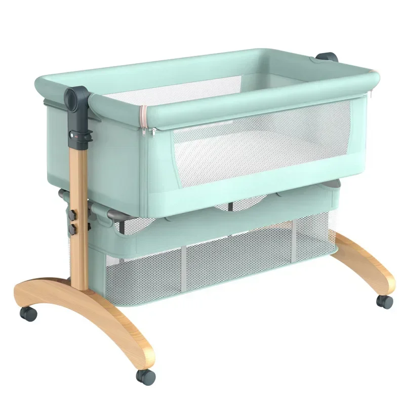 

Baby Nest Bed Portable Height AdjustableBaby Cribs Kids Fodable Baby Bed Wood LegCrib Folding Queen Bed Newborn Baby Crib