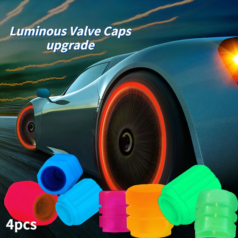 

4pcs Luminous Cars Wheel Tire Valves Tyre Stems Universal Recycle Tire Valve Caps Red/pink/orange/blue/fluorescent Green Upgrade