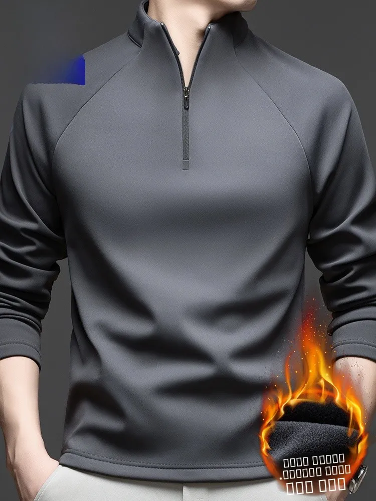 

Rn Men's Fce Lined Zip up Hoodie Casual Long Sve Stand Collar Thermal Base irt Faionable Urban Sle Winter Wear