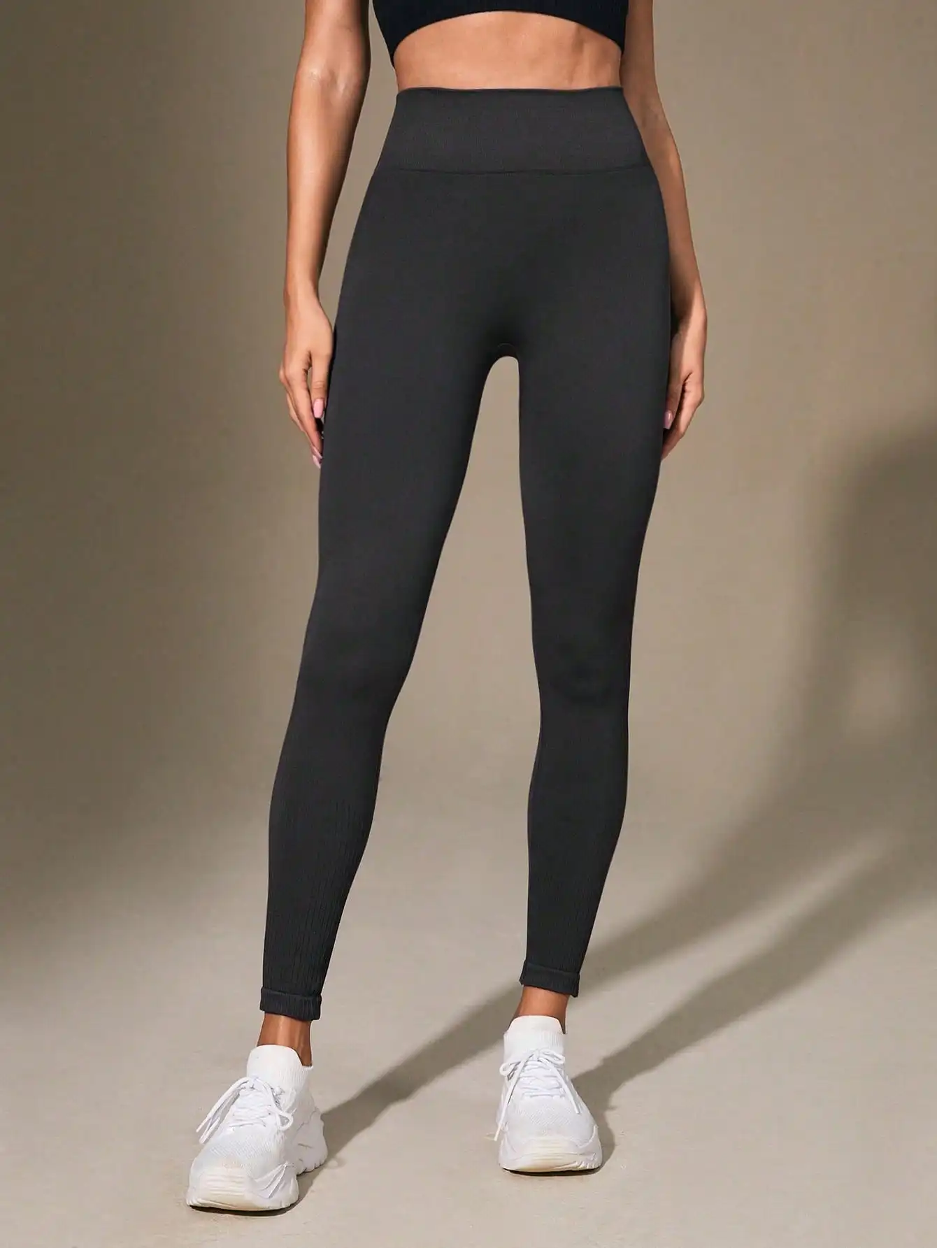 Women's Ribbed High Waist Yoga Pants Seamless Butt Lifting Tummy Control Fitness Running Leggings