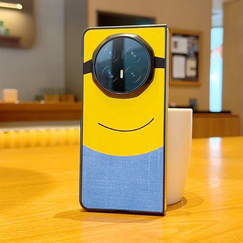 Etui na telefon Honor Magic V6 V5 V3, składane, skórzane, odporne na wstrząsy i odciski palców, z żółtym wzorem Big Eye. — zdjęcie produktu 5