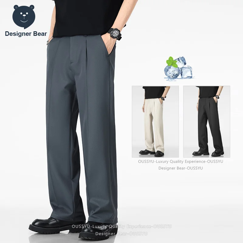 High Quality Brand Clothing Spring Summer Men's Casual Pants Baggy Straight Business Formal Work Office Korea Khaki Trousers Man