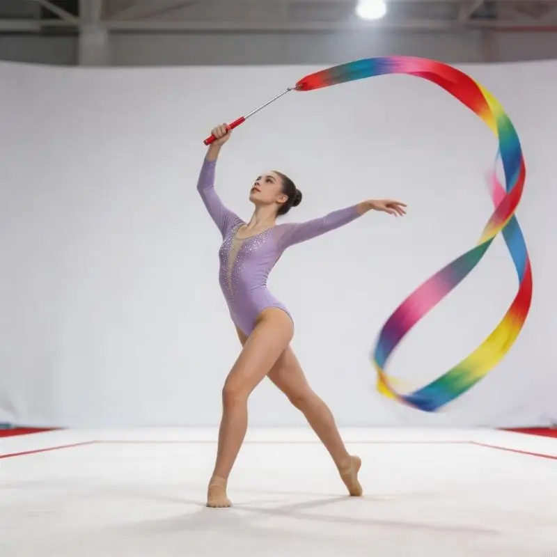 Gymnastic Ribbon Ribbon Twirling Batons Long Ribbon Streamers Rhythmic Gymnastics for Artistic Dancing 69HD