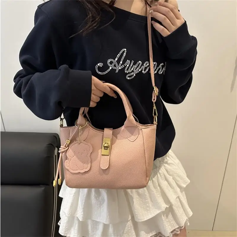 

PU Portable Bucket Shoulder Bag Women Fashion Versatile Crossbody Pouch Zipper Handbag High Quality Tote Commuter Gifts