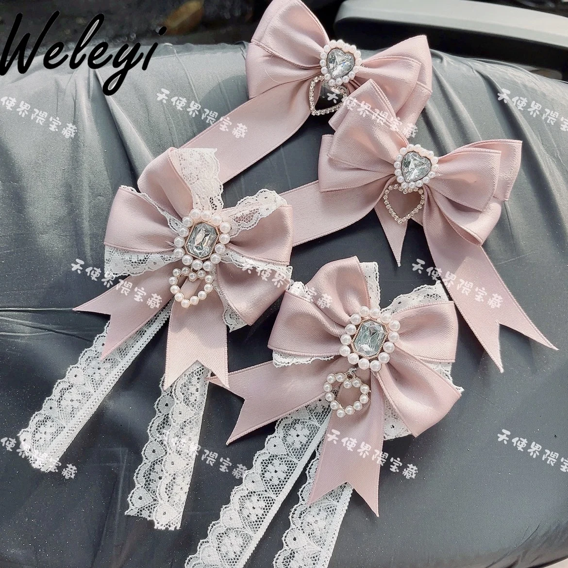 

Japanese Mine Series Love Rhinestone Hair Bows and Clips Mass-produced Sweet Girls Lace Edge Clip Hair Accessories for Women