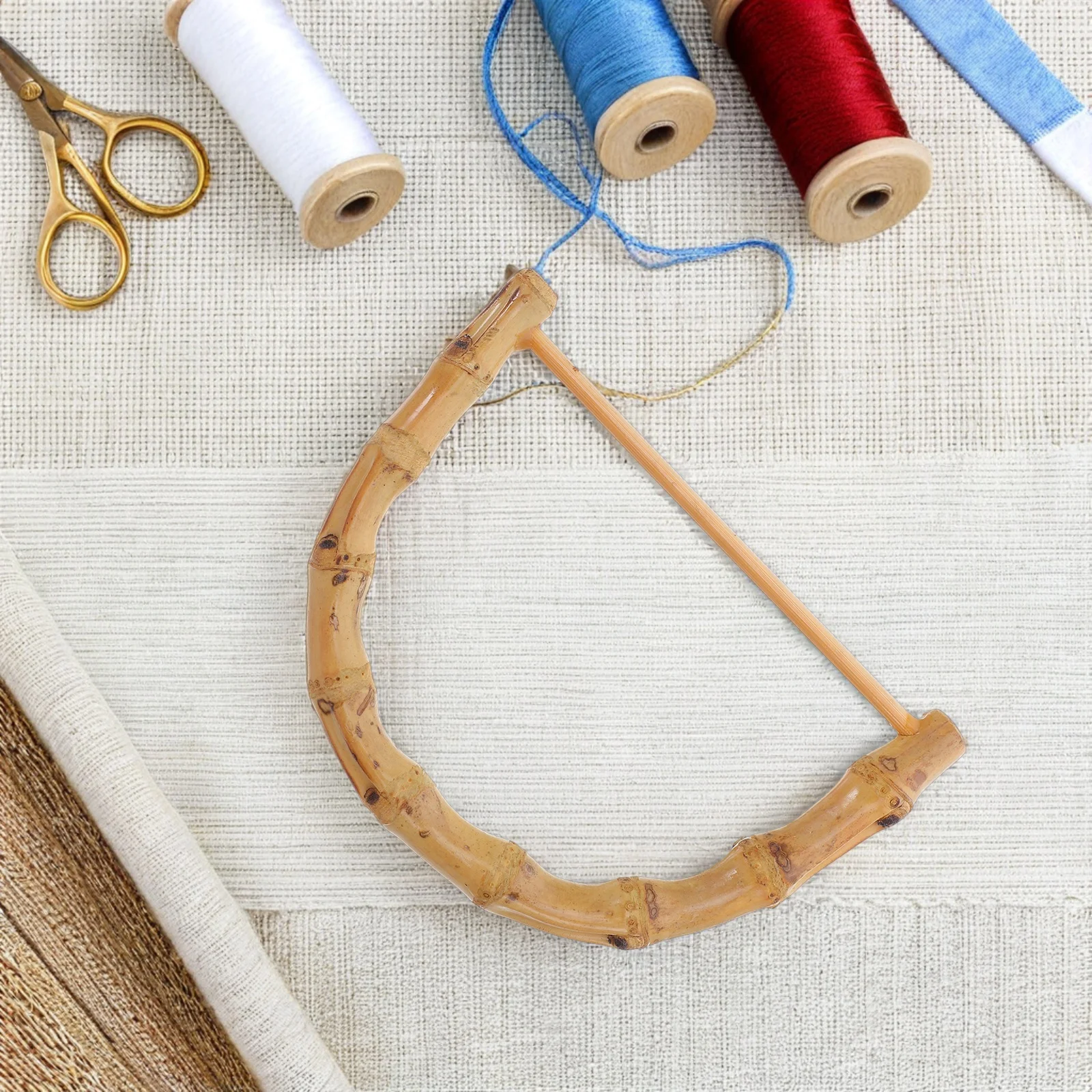 

2Pcs Bamboo D Type Handles 12Cm Beige Great for DIY Handbag Purse Clutch Crafts Stylish Unique Design DIY Bamboo Handles