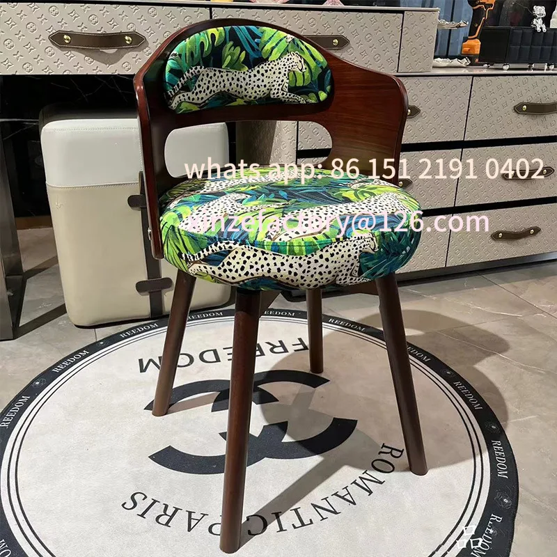 

Customizable Premium Makeup Chair Bedroom Rotating American Vintage Dressing Solid Wood Stool