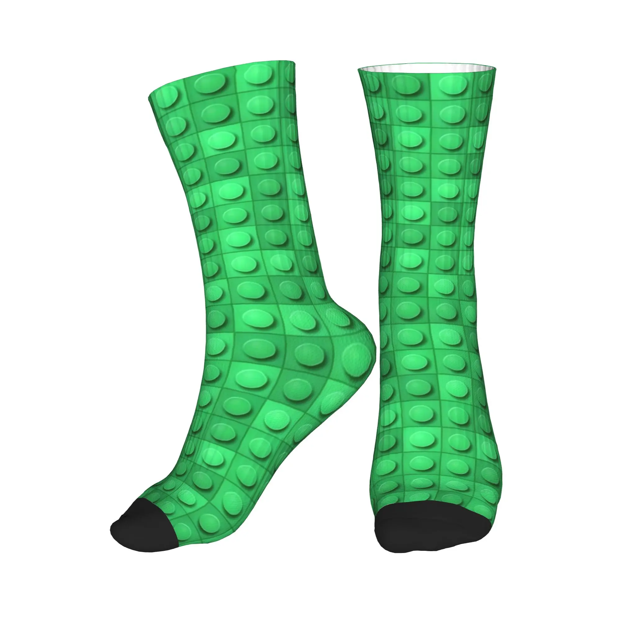 Solid Dark Green Building Blocks Stockings Men Socks Quality Modern Socks Autumn Climbing Anti Slip Graphic Socks Gift Idea