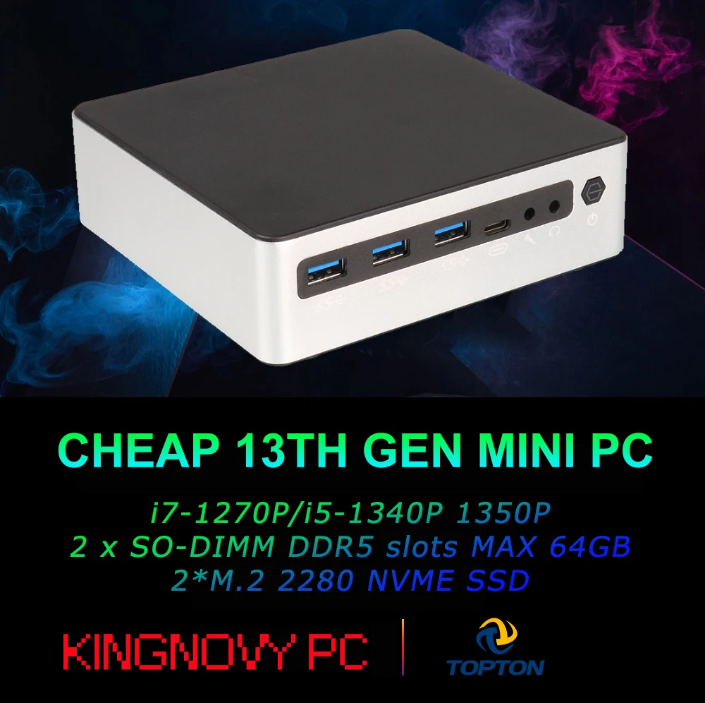 

13th Mini PC Core i5 1340P Fan Micro PC Window 11 Pro HDMI2.0, DP1.4, USB-C, 3-Display 4K, Small Form Factor, Office/Home/Gaming