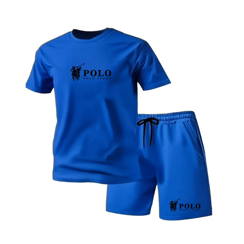 Men's POLO Sport Short Sleeve T-shirt and Shorts Set Summer Casual Breathable 2 Piece Outfit for Men Streetwear Tracksuit - Image 2